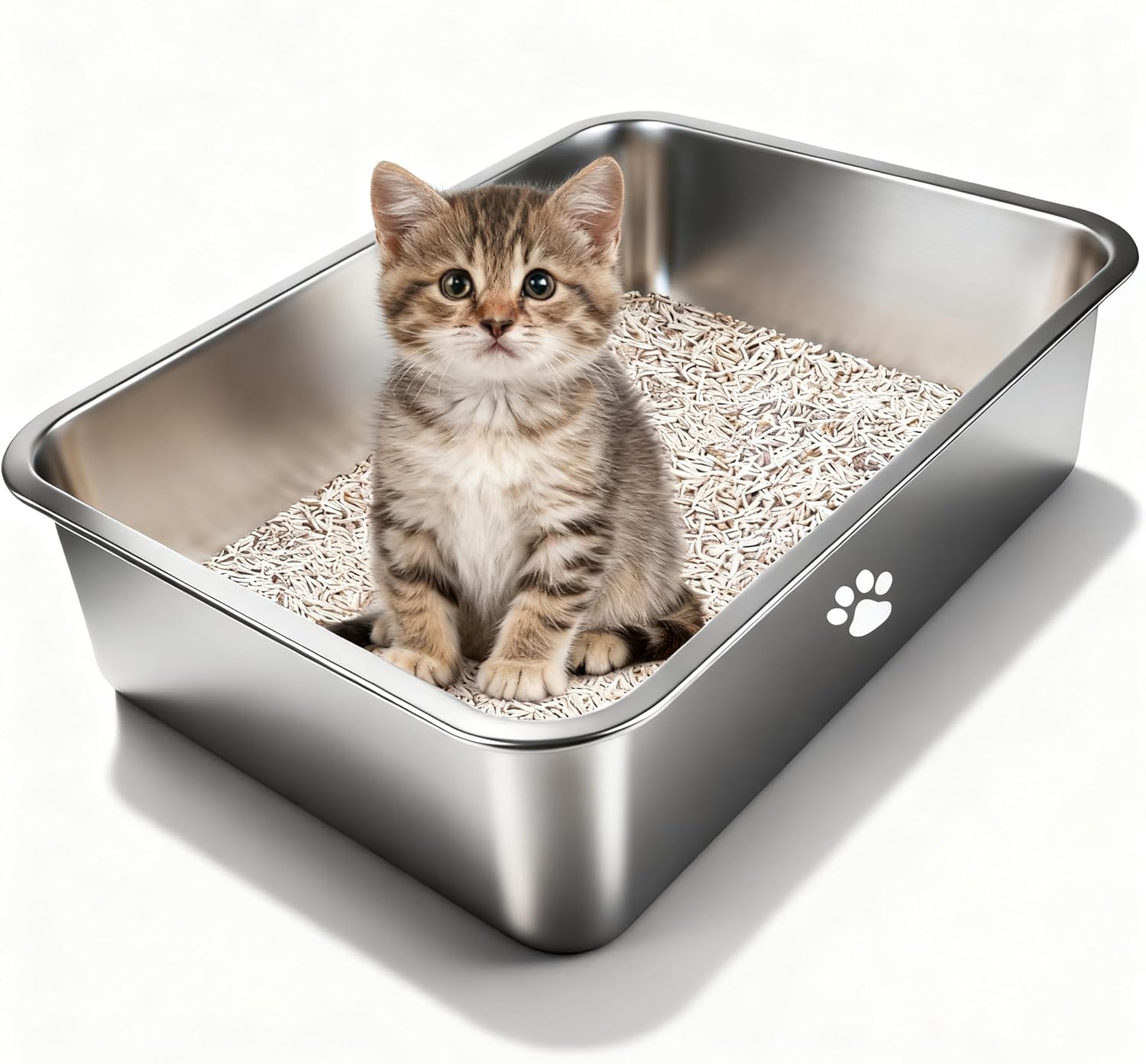 Pet X Supplies & Tack Howell Photos - Stainless Steel Cat Litter Box,High Sided