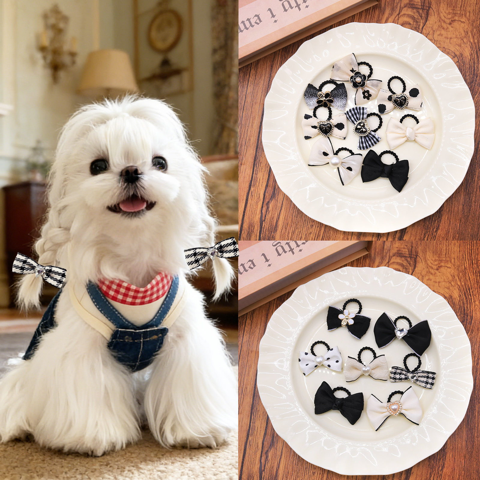 100PCS Luxury Dog Bows With Ru - Pet Supplies In Bulk 리뷰 및 가격