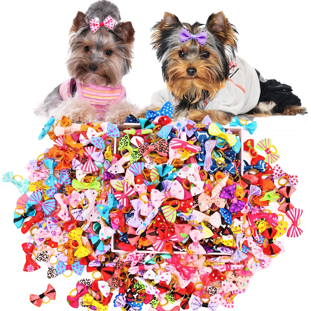 50PCS Dog Bows With Rubber Ban - Pet Supplies In Bulk 리뷰 및 가격