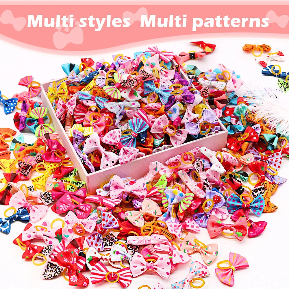 50PCS Dog Bows With Rubber Ban - Pet Supplies In Bulk 리뷰 및 가격